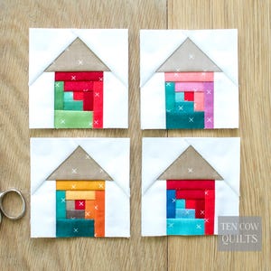 Tiny Log Cabin House, 6 Sizes Included, Quilt Block, Foundation Paper Pieced, FPP, PDF Download