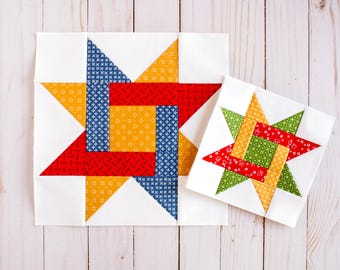 Simple Star Foundation Paper Pieced Pattern, 4 Sizes, Quilt Block, Mutiple Sizes, 6-inch, 8-inch, 9-inch, 10-inch, PDF File