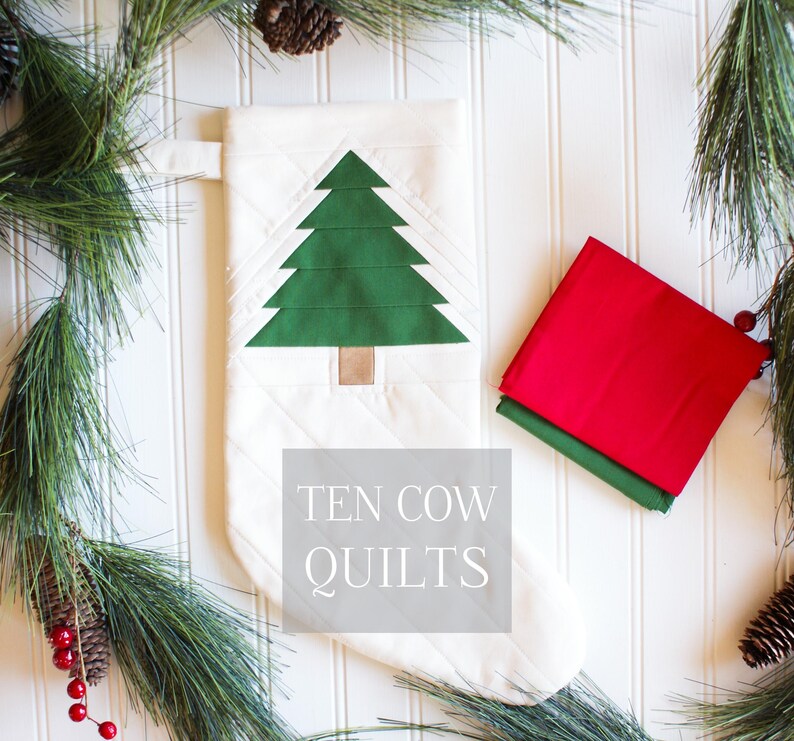 Christmas Tree Stocking Pattern, FPP, Quilted, PDF, Tutorial and ...