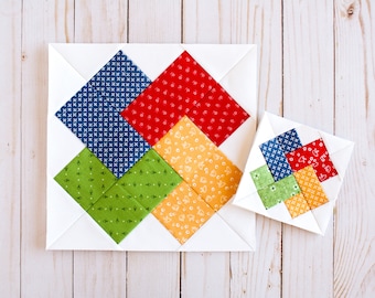 NEW! Four Cards Trick Foundation Paper Piecing Pattern, FPP, Quilt Block, PDF Download, Mutiple Sizes, Four-inch, 5-inch, 6-inch, 8-inch, 9