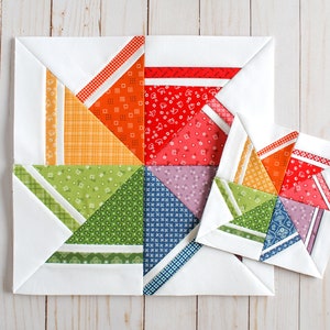 Modello di carta per patchwork di fondazione a mulinello rotante, misure multiple, blocco trapuntato, 6 pollici, 8 pollici, 9 pollici, 10 pollici, 12 pollici, FPP