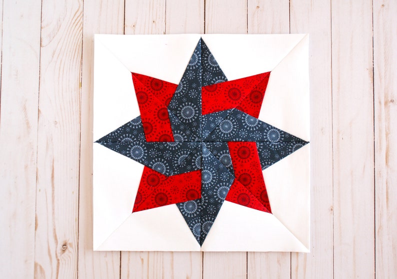 Knotted Star Foundation Paper Piecing Pattern, FPP, Quilt Block, 5-inch, 6-inch, 8-inch, 9-inch, 10-inch, 12-inch image 4