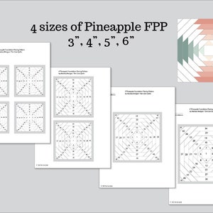 Pineapple Quilt Block Pattern, FPP, Small, Mini, 3-inch, 4-inch, 5-inch, 6-inch, Foundation Paper Piecing, PDF, Print Your Own, Download