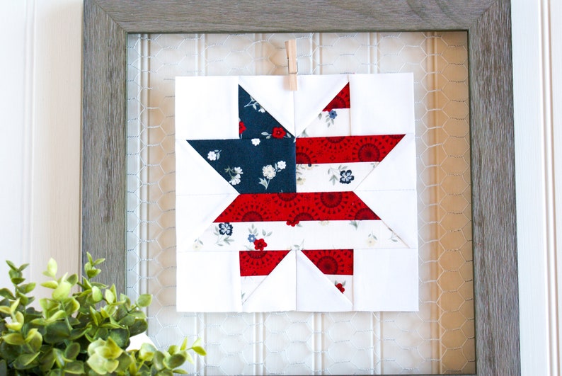 Patriotic Star Quilt Block, Flag, American, Foundation Paper Piecing ...