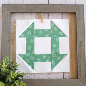 Cartamodello per patchwork Churn Dash Foundation, 4 misure, FPP, blocco trapuntato, 5 pollici, 6 pollici, 8 pollici, 9 pollici