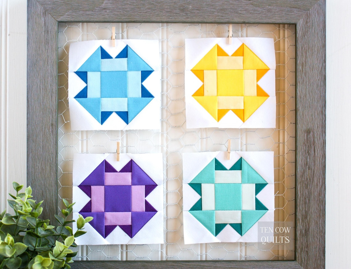 Churn Dash Quilt Block Pattern: Folded Corner FPP (PDF Download) - Etsy
