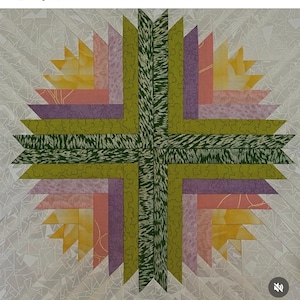Lilly Log Cabin, mönster för lapptäcke, FPP, tulpan, blomma, quiltblock, PDF-nedladdning, flera storlekar, liten 7,5 cm, 20 cm bild 4
