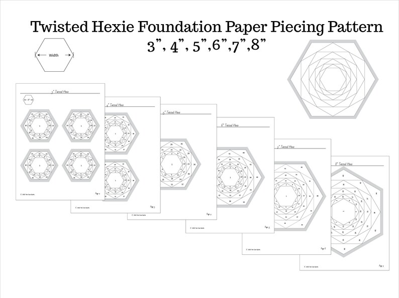 Twisted Hexie Foundation Paper Piecing Pattern, FPP, Multiple Sizes, - Etsy