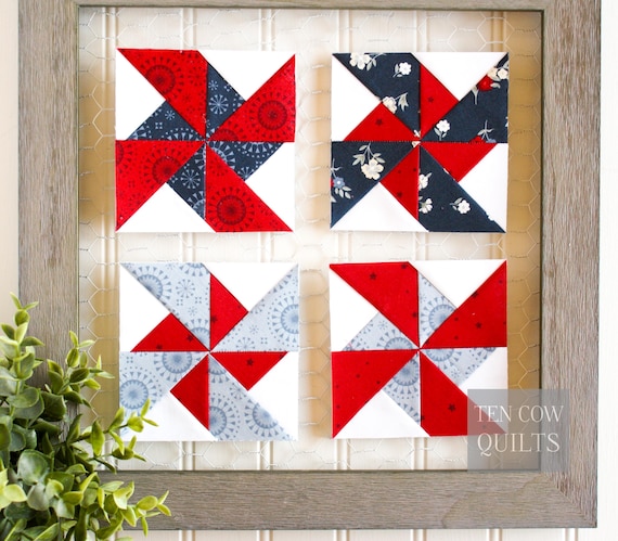 Double Pinwheel Quilt Block Pattern: FPP, 8 Sizes (PDF Download)