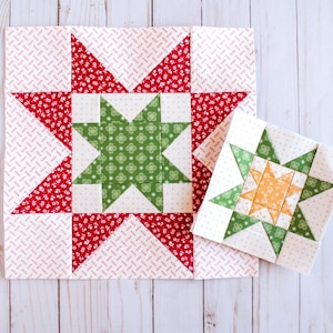Patrón de patchwork de papel base Star in a Star, bloque de edredón FPP, descarga en PDF, 5 pulgadas, 6 pulgadas, 8 pulgadas, 9 pulgadas, 10 pulgadas, 12 pulgadas, estrella de dientes de sierra