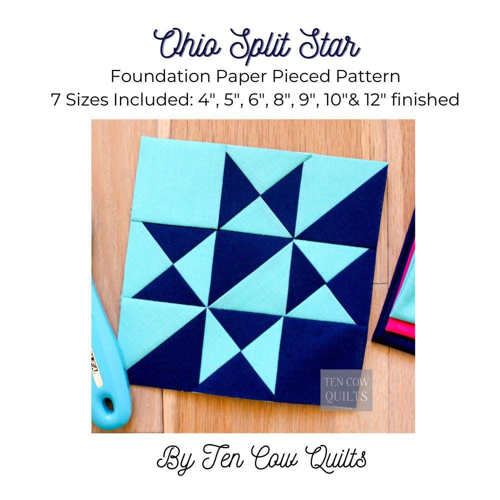 Ohio Split Star Quilt Block Pattern: Foundation Paper Pieced (PDF ...