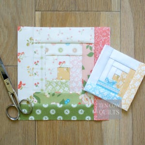 Log Cabin 6 Sizes Included, Quilt Block, PDF, FPP, Foundation Paper Piecing Pattern, Download, Small, Mini, Scrappy, Beginner Friendly