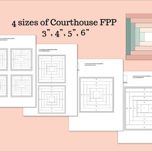 Blocco trapunta del tribunale, PDF, Foundation Paper Pieced, modello FPP, blocco da 6 pollici, 5 pollici, 4 pollici, 3 pollici, Mini Quilt, Blocco, Piccolo immagine 1