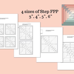 Stair Step Quilt Block Pattern, PDF, Foundation Piecing, Paper Pattern, FPP, Download, Log Cabin Block, Pineapple Quilt Block