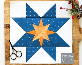 Bethlehem Star, Nativity Quilt Block, Foundation Paper Pieced Pattern, FPP, PDF Download