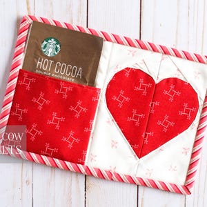 Heart Mug Rug Pattern, Foundation Paper Piecing, Valentines, Gift, Coffee, Tea, Hot Chocolate Present, PDF Download