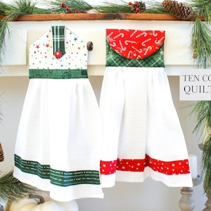 Hanging Towel Patterns, Topper Tea Towel, Christmas Gift Idea, Kitchen Sewing, PDF Download, Hand, Dish, Mom Grandma, DIY Holiday Decor,