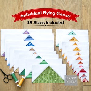 Flying Geese 19 Sizes, Foundation Paper Piece Pattern, FPP, PDF Download, Print at home, Beginner