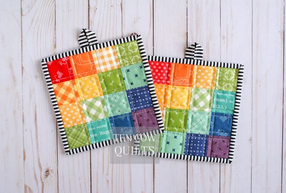 Basic Hot Pad Pattern, Quilted Potholder, Basic, Beginner, Quick, Easy, Gift, First Sewing Project, PDF Download, Digital Tutorial Pattern