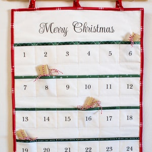 Advent Calendar Pattern, Quilted, PDF Download, DIY, 24 Pockets, Christmas Holiday Sewing Decoration, Handmade Gift, December Tradition