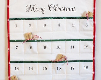 Advent Calendar Pattern, Quilted, PDF Download, DIY, 24 Pockets, Christmas Holiday Sewing Decoration, Handmade Gift, December Tradition