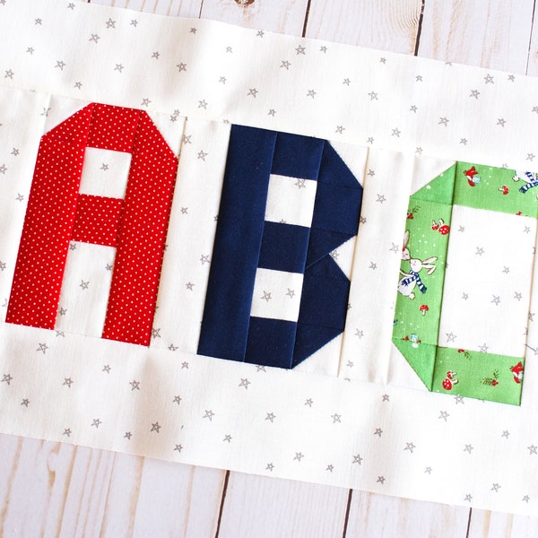 Alphabet Quilt Block Pattern, ABC, 5" Blocks, Personalized Quilt, Name, Traditional Pieced, Letters, Letter, Custom, Easy, Modern, Beginner