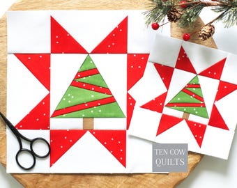 Garland Tree Star 6 Sizes Included Quilt Block Pattern Foundation Paper Pieced PDF Download