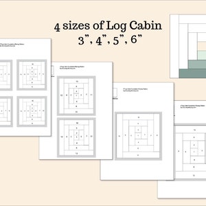 Log Cabin Quilt Block, PDF, FPP, Foundation Paper Piecing Pattern, Download, Quilt Block, Small, Mini, 3-inch 4-inch 5-inch 6-inch