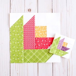 Cartamodello per patchwork Lilly Flower Foundation, FPP, blocco trapuntato, diverse misure,