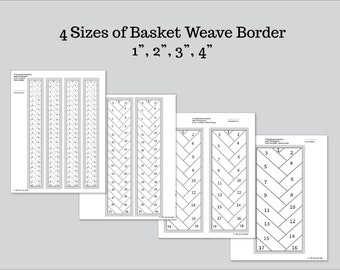 Basketweave FPP, Foundation Paper Pattern, Quilt Border, Small Mini, 1-inch, 2-inch, 3-inch, 4-inch, Weave