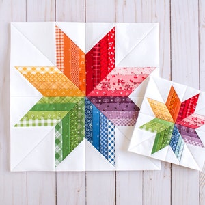 Modello di carta per patchwork Ombre Star Foundation, FPP, blocco trapuntato, diverse dimensioni, piccolo mini,