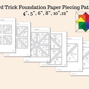 Card Trick Foundation Paper Piecing Pattern, Quilt Block, Multiple Sizes, FPP, 4-inch, Mini Quilt, Miniature, 5-inch, 6-inch, 8-inch, image 2