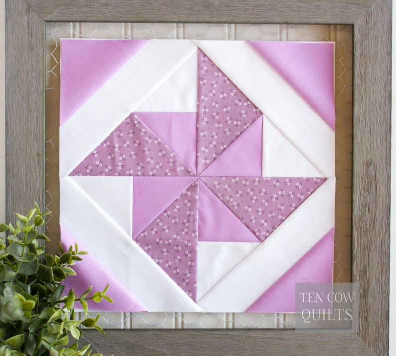 Mönster för quiltblock till Windmill Pinwheel: FPP Double Pinwheel (PDF-utskrivbar) bild 6