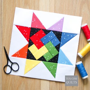 Carta da gioco a forma di stella, modello per paper piecing, FPP, 4 misure incluse, download in PDF