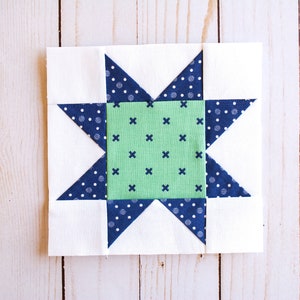 Modello di carta per patchwork Sawtooth Star Foundation, FPP, blocco trapuntato, classico tradizionale, piccolo, mini, diverse dimensioni, modello PDF