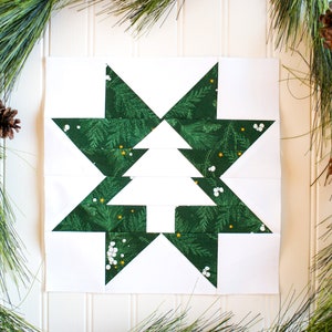 Foundation Paper Christmas Tree Star Piecing Pattern, Quilt Block, Multiple Sizes, PDF Download, Holiday Quilt Square