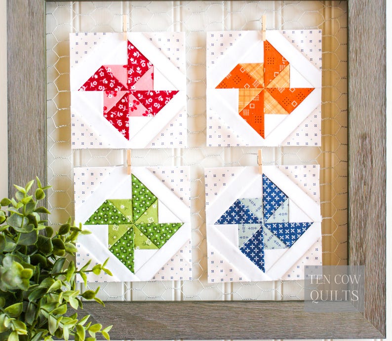 Mönster för quiltblock till Windmill Pinwheel: FPP Double Pinwheel (PDF-utskrivbar) bild 4