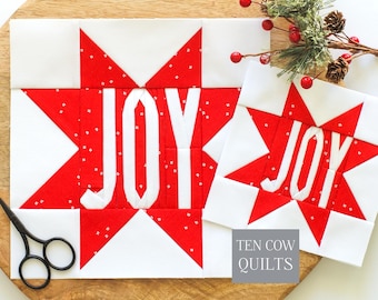 Joy Star Quilt Block Pattern, FPP (PDF Digital Download)