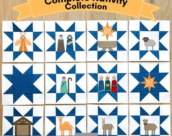 Complete Nativity Star Collection, Quilt Block Patterns, Foundation Paper Pieced, FPP, PDF Download