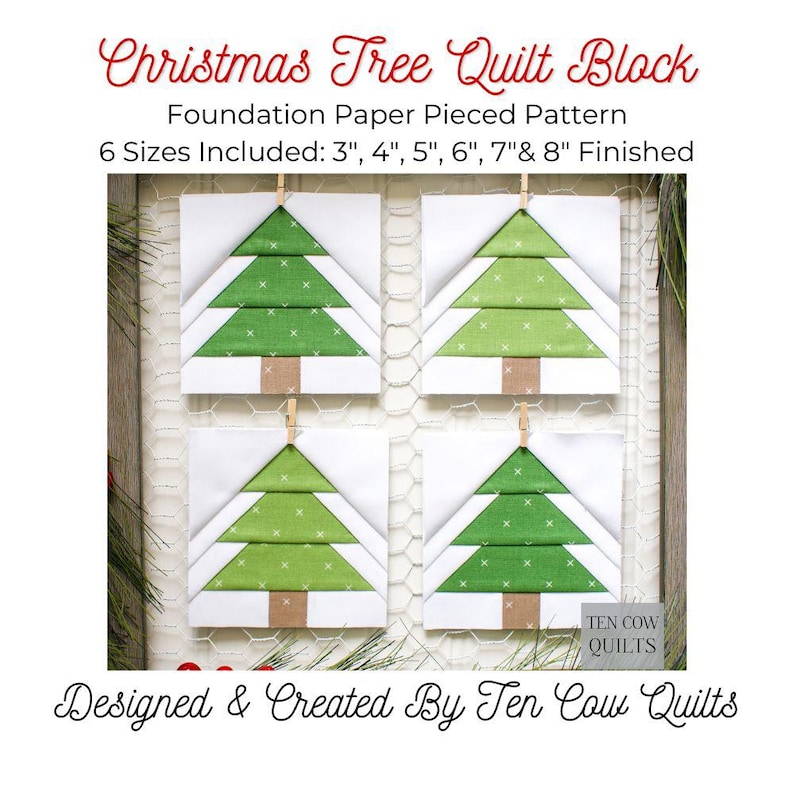 Christmas Tree 6 Sizes Included, Quilt Block, Sewing Pattern ...