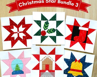 Christmas Star Bundle 3, 6 Patterns Included, Foundation Paper Pieced Quilt Blocks