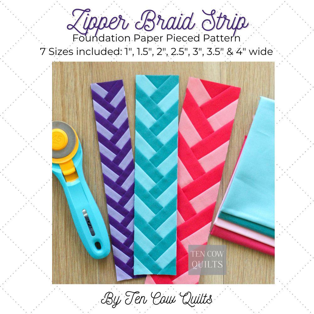 Zipper Braid 7 Sizes, Foundation Paper Pieced Pattern, Quilt Border ...