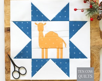 Camel Star, Nativity Quilt Block Collection, Foundation Paper Pieced Pattern, PDF Download