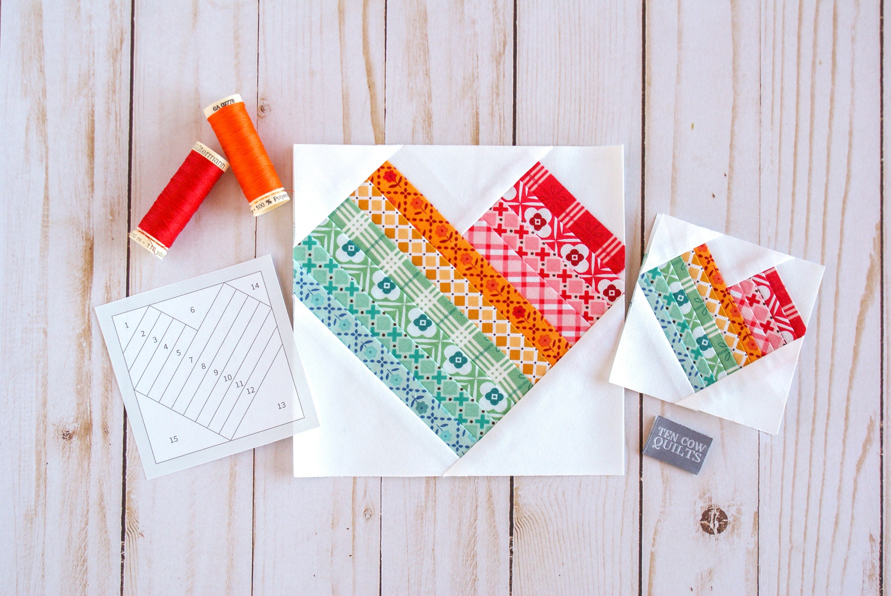 Heart Foundation Paper Piecing Pattern, FPP, 3-inch, 4-inch, 5-inch, 6 ...