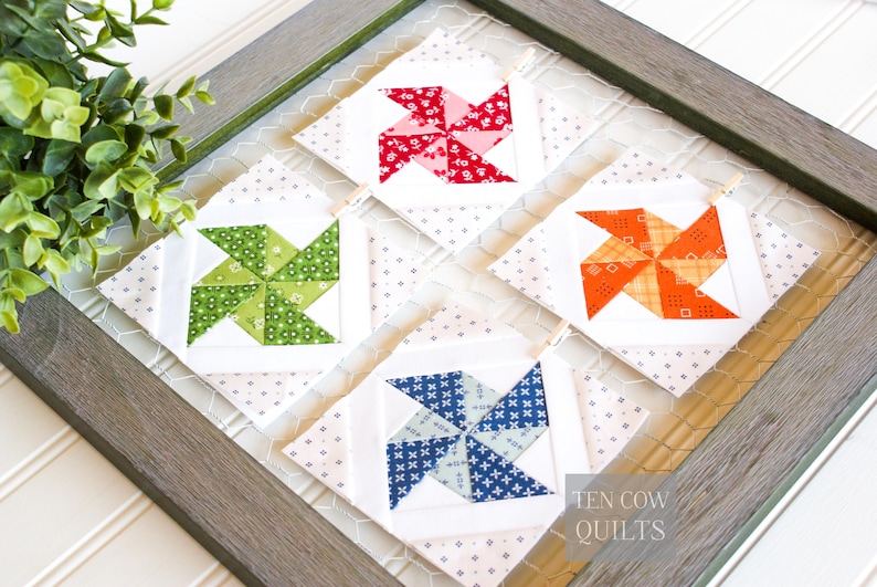 Mönster för quiltblock till Windmill Pinwheel: FPP Double Pinwheel (PDF-utskrivbar) bild 5