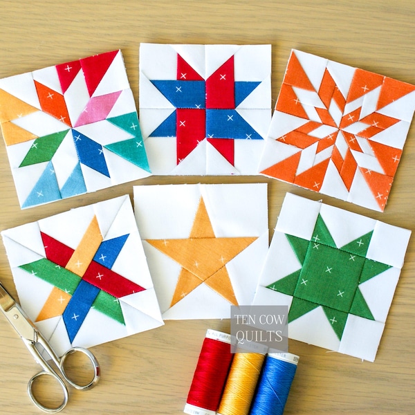 3-inch Star Bundle, 6 Stars Included, Foundation Paper Piecing, FPP, PDF Download, Mini, Tiny, Small