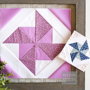 Mönster för quiltblock till Windmill Pinwheel: FPP Double Pinwheel (PDF-utskrivbar) bild 3