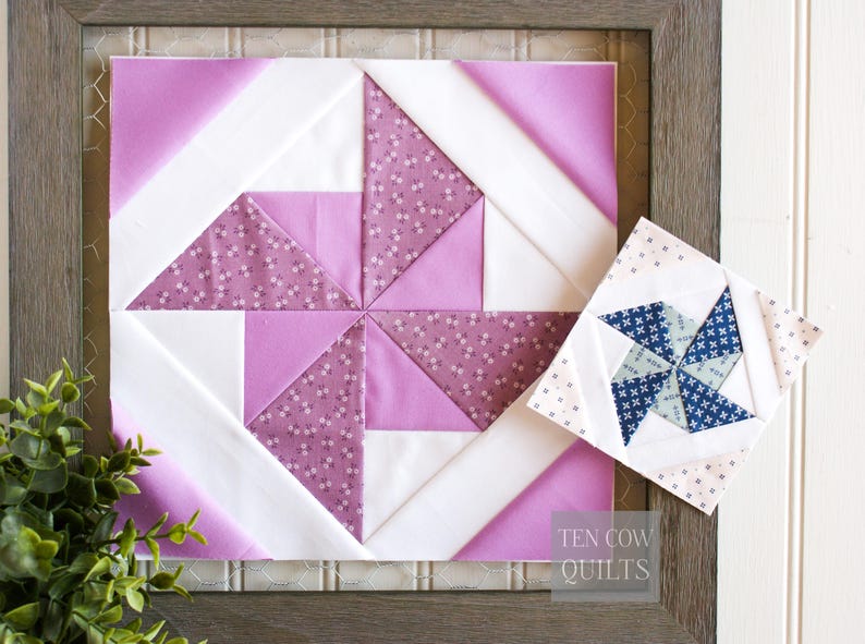 Mönster för quiltblock till Windmill Pinwheel: FPP Double Pinwheel (PDF-utskrivbar) bild 3
