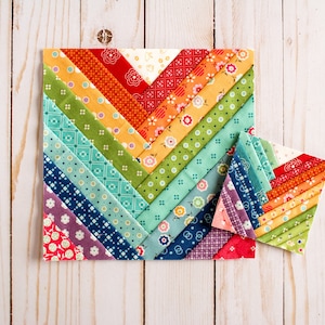 Patchworkmuster auf gewebtem Srips Foundation Papier, Quiltblock, 3 Inch, 4 Inch, 5 Inch, 6 Inch, 7 Inch, 8 Inch, mehrere Größen, PDF
