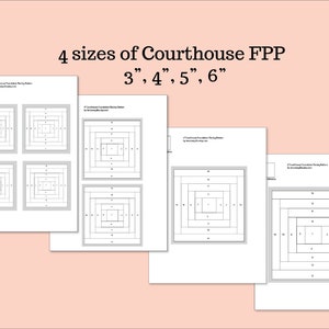 Blocco trapunta del tribunale, PDF, Foundation Paper Pieced, modello FPP, blocco da 6 pollici, 5 pollici, 4 pollici, 3 pollici, Mini Quilt, Blocco, Piccolo immagine 6